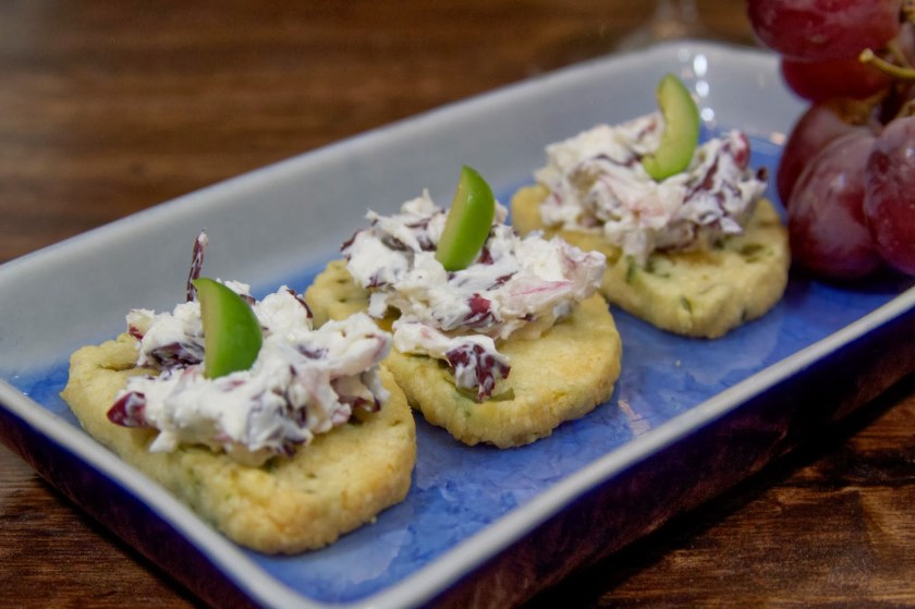 Manchego Cheese Crackers with Creamy Radicchio Spread
