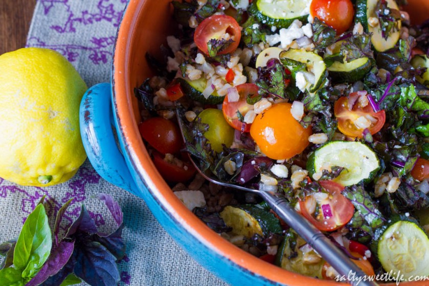 Purple Kale and Farro Salad