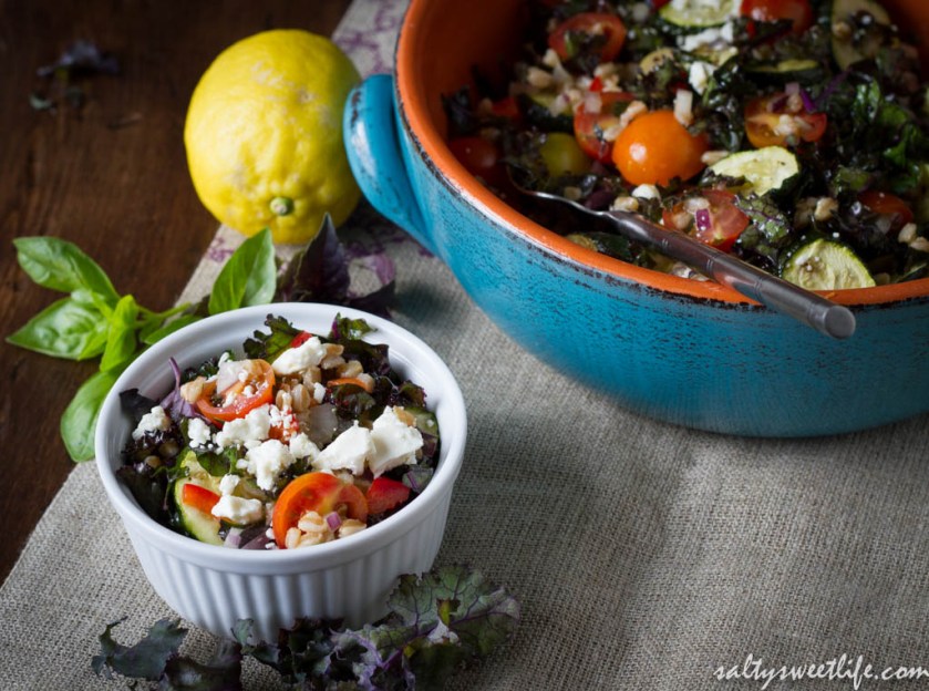 Purple Kale and Farro Salad