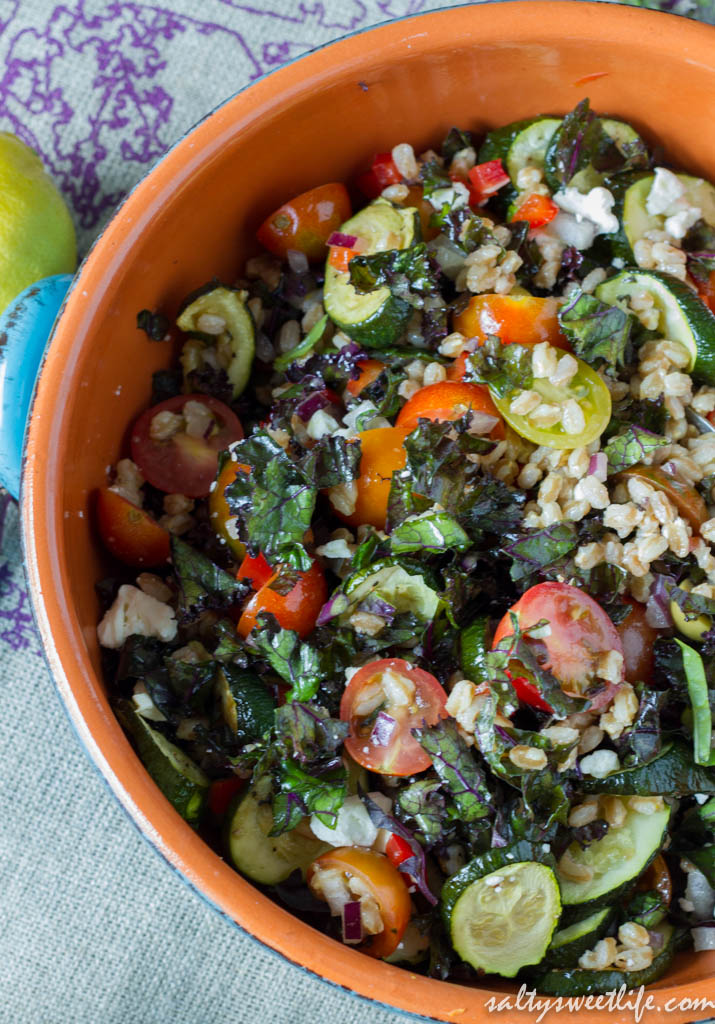 Purple Kale and Farro Salad