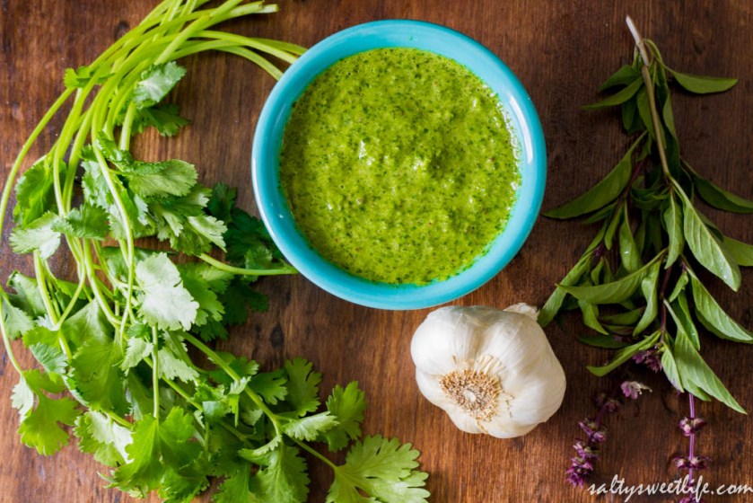 Ponzu-marinated Shrimp Skewers with Nectarine Chutney