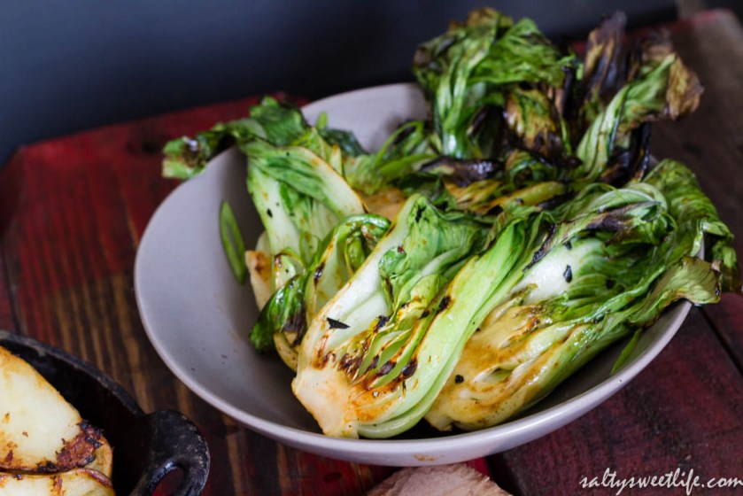 Bok Choy, flash grilled and basted with a little of the Sriracha-Ponzu glaze! Delicious!