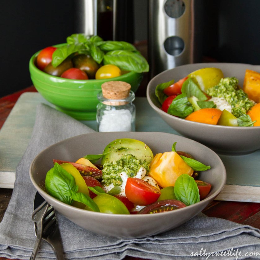 Heirloom Tomato and Burrata Cheese Caprese Salad - Salty Sweet Life