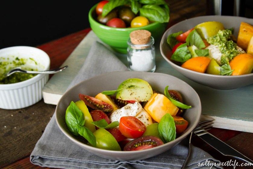 Heirloom Tomato and Burrata Cheese Caprese Salad - Salty Sweet Life