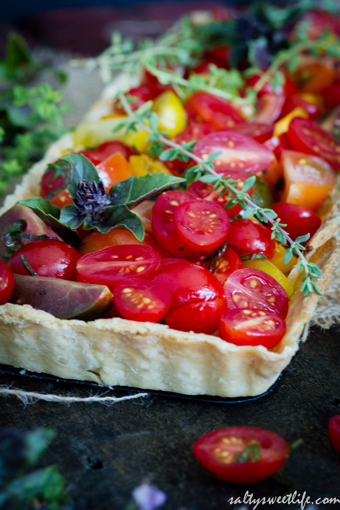 Heirloom Tomato and Herbed Ricotta and Goat Cheese Tart | Salty Sweet Life