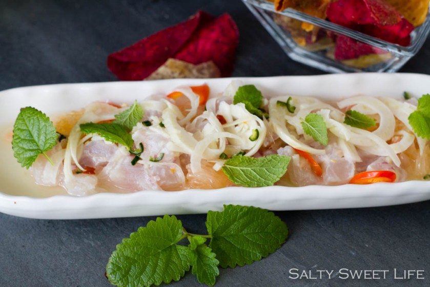 Rockfish and Red Grapefruit Ceviche with Quick Pickled Fennel - Salty Sweet Life