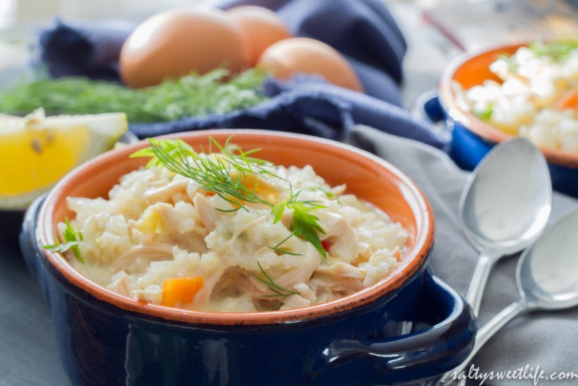 Easy Avgolemono Soup: Greek Chicken and Rice soup with lemon and egg - Salty Sweet Life